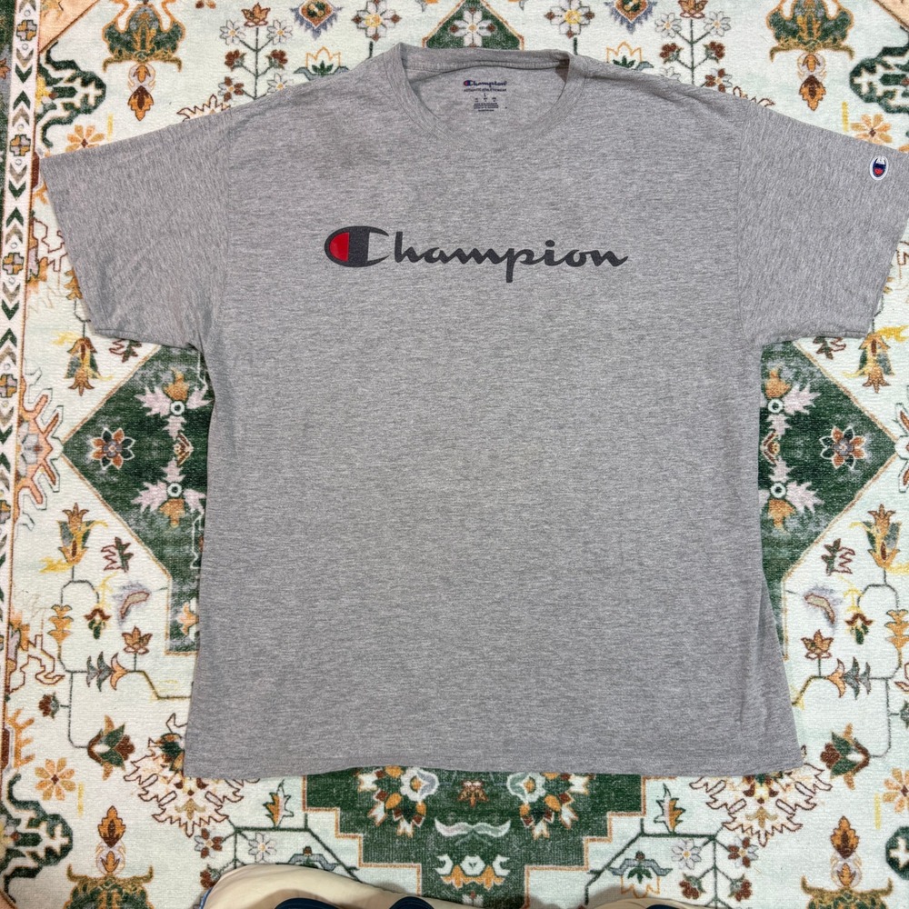 Champion Gray T-Shirt‎ Mens Large Classic Logo Short Sleeve Casual Athleisure